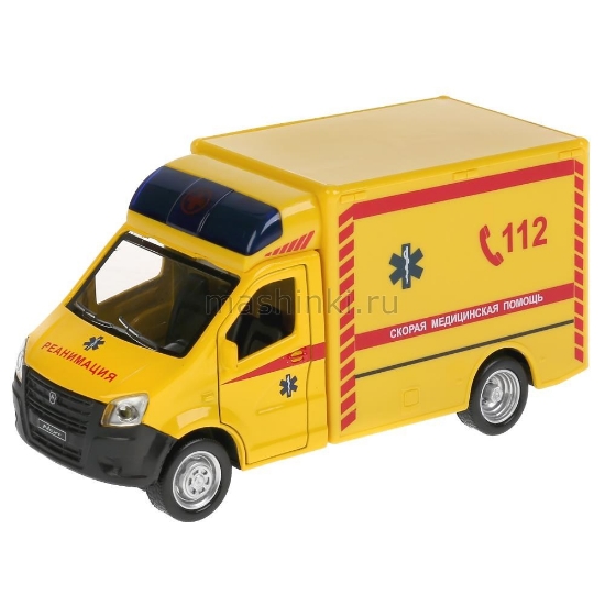 Изображение ТЕХНОПАРК ГАЗЕЛЬ Next Скорая медпомощь Реанимация 15 см (свет, звук) желтый