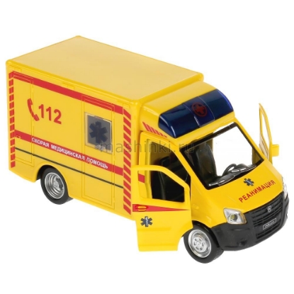 Изображение ТЕХНОПАРК ГАЗЕЛЬ Next Скорая медпомощь Реанимация 15 см (свет, звук) желтый