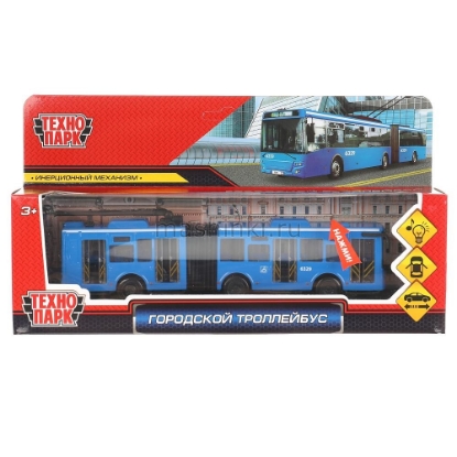 Изображение ТЕХНОПАРК Городской троллейбус 19 см (свет, звук) металл. синий