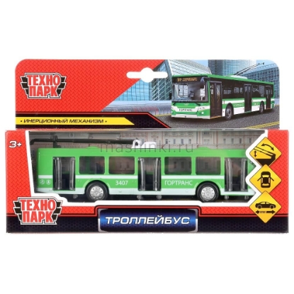 Изображение ТЕХНОПАРК Троллейбус Ликинский 16,5 см зеленый