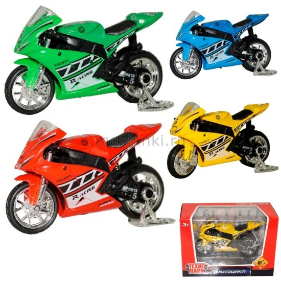 Изображение ТЕХНОПАРК Мотоцикл Спорт металл. 11,5 см в ассорт.