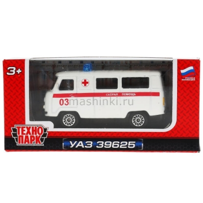 Изображение ТЕХНОПАРК УАЗ-39625 Скорая/Полиция 8 см металл. в ассорт.
