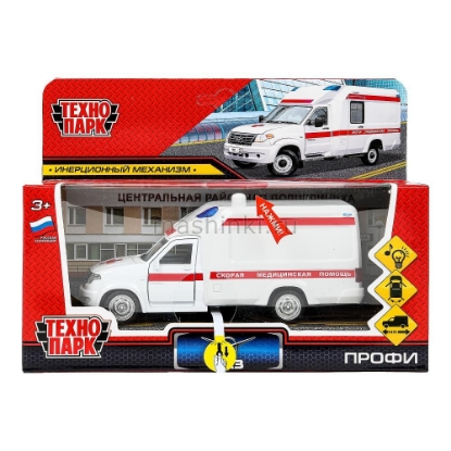 Изображение ТЕХНОПАРК УАЗ Профи Скорая помощь Реанимация 14 см (свет, звук) белый
