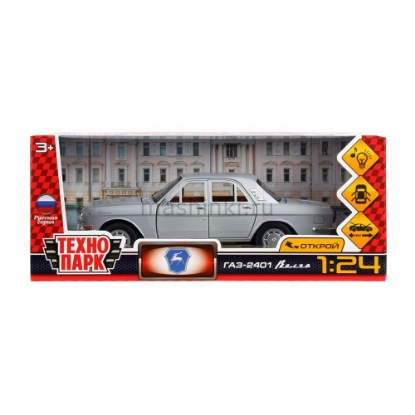 Изображение ТЕХНОПАРК 1/24 ГАЗ-2401 (свет, звук, открыв-6/6) 19,7 см металл. серебристый
