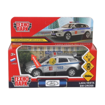 Изображение ТЕХНОПАРК LADA Vesta SW Cross Полиция 12 см металл. серебристый