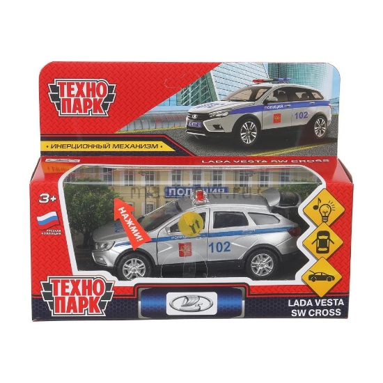 Изображение ТЕХНОПАРК LADA Vesta SW Cross Полиция 12 см металл. серебристый