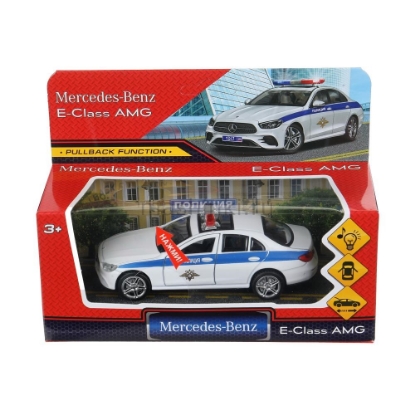 Изображение ТЕХНОПАРК MERCEDES-BENZ E-Class AMG Полиция 12 см (свет, звук) металл. белый