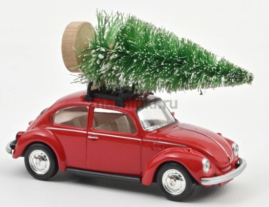 Изображение NOREV JET CAR 1/43 VW Beetle 1303 (елка на крыше) 1973 red christmas