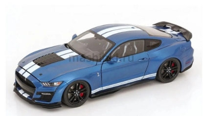 Изображение IXO 1/18 FORD Mustang Shelby GT500 Coupe 2022 (0/4) blue metallic/white stripes