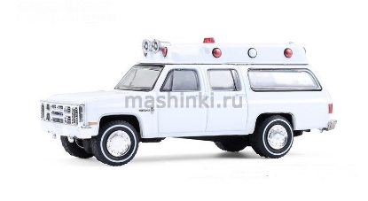 Изображение GREENLIGHT 1/64 CHEVROLET Suburban K20 Custom Deluxe Ambulance 1983 white