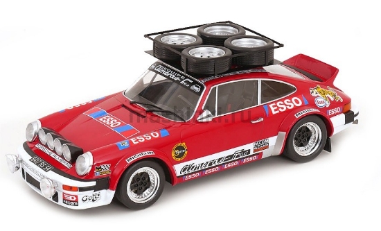 Изображение IXO 1/18  PORSCHE 911 SC Gr.4 техничка Porsche Almeras Rally Team Almeras/Tilber/Nogue багажник+колеса на крыше Rally Monte Carlo 1980 (0/4) red